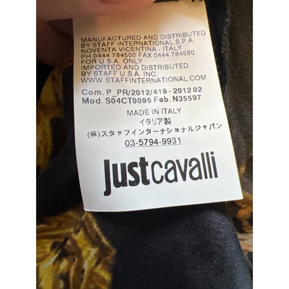 Just Cavalli Silk Baroque Black Gold Long Sleeve Elegant Cocktail Sheath Dress - Picture 4 of 13